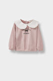 Kız Bebek Standart Fit Büyük Yaka Baskılı Sweatshirt