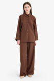 DeFacto Relax Fit 2'li Takım Gofre Dokulu Uzun Kollu Gömlek Pantolon F4094AX25SMBN320