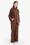 DeFacto Relax Fit 2'li Takım Gofre Dokulu Uzun Kollu Gömlek Pantolon F4094AX25SMBN320