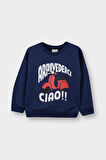 Erkek Bebek Bisiklet Yaka Baskılı 2'li Sweatshirt 