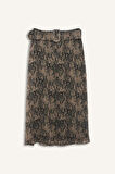 Regular Fit Desenli Astarlı Şifon Midi Etek
