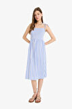 DeFacto Coool Çizgili Bürümcük Askılı Midi Elbise F7159AX25SMBE305