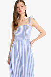 DeFacto Coool Çizgili Bürümcük Askılı Midi Elbise F7159AX25SMBE305