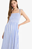 DeFacto Coool Çizgili Bürümcük Askılı Midi Elbise F7159AX25SMBE305