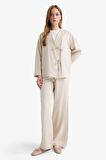 Wide Leg Keten Karışımlı Pantolon