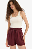 Normal Esnek Belli Cepli Krinkıl Viskon Şort
