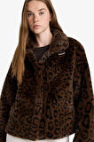 Regular Fit Leopar Desenli Suni Kürk