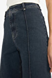 Culotte Yüksek Bel Uzun Jean Yıkamalı Pantolon