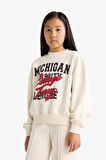 Kız Çocuk 2'li Takım Baskılı Sweatshirt Eşofman Altı