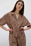 DeFacto Loose Fit Leopar Desenli Modal Kısa Kollu Gömlek F0879AX25SMBN226