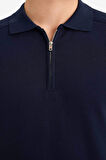 Standart Fit Polo Yaka Yarım Fermuarlı Premium Triko Kazak