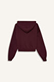 Coool Cropped Fit Kapüşonlu Kalın Fermuarlı Sweatshirt