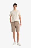 Regular Fit Düz Paça Gabardin Bermuda