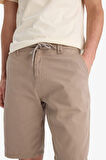 Regular Fit Düz Paça Gabardin Bermuda