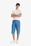 DeFacto %100 Pamuk Hafif Kumaş Regular Fit Jean Uzun Bermuda Şort F4223AX25SMNM39