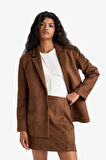 Regular Fit Ceket Yaka Süet Blazer Ceket