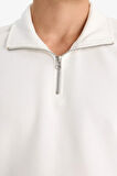 Regular Fit Dik Yaka Yarım Fermuarlı İçi Yumuşak Tüylü Basic Düz Sweatshirt