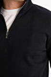 Regular Fit Dik Yaka Yarım Fermuarlı İçi Yumuşak Tüylü Basic Düz Sweatshirt