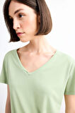 V Yaka Modal Kısa Kollu Tişört