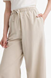 Wide Leg Keten Karışımlı Pantolon