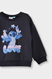 Kız Bebek Disney Lilo & Stitch Bisiklet Yaka Sweatshirt