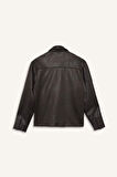 Regular Fit Polo Yaka İç Cepli Süet Mont