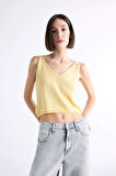 DeFacto V Yaka Crop Askılı Bluz F7499AX25SMYL501
