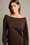 Kayık Yaka Modal Sweatshirt