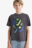Erkek Çocuk Bisiklet Yaka Baskılı Kısa Kollu Tişört