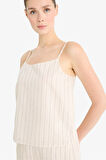 DeFacto Regular Fit Kare Yaka Çizgili Modal Askılı Bluz F0397AX25SPBG284