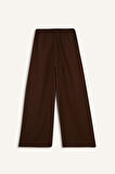 Wide Leg Cep Detaylı Geniş Paça Keten Karışımlı Pantolon