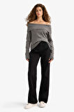 Slim Fit Dar Kesim Açık Omuz Kazak