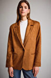 Oversize Geniş Kalıp Ceket Yaka Süet Blazer Ceket