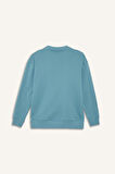 Boxy Fit Bisiklet Yaka İçi Yumuşak Tüylü Baskılı Sweatshirt