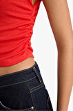 DeFacto Slim Fit Dar Kesim Bisiklet Yaka Büzgülü Ribana Atlet F4422AX25SMRD44