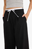 Wide Leg Cep Detaylı Normal Bel Geniş Paça Pantolon