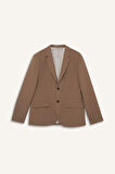 Slim Fit Dar Kesim Twill Düğmeli Blazer Ceket