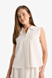 DeFacto Regular Fit Polo Yaka Keten Karışımlı Kolsuz Bluz F0982AX25HSER37