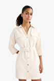 Regular Fit Uzun Kollu Mini Elbise 
