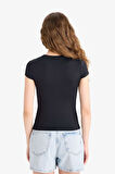 DeFacto Fitted Bisiklet Yaka Basic Düz Kısa Kollu Siyah Tişört F3833AX25SMBK81