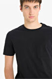 Regular Fit Bisiklet Yaka Basic Düz Kısa Kollu Tişört