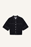 Kız Çocuk Düğmeli Denim Ceket