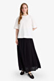 A Kesim Krinkıl Kumaş Siyah Maxi Etek