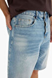 %100 Pamuk Straight Fit Jean Bermuda Şort