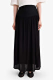 A Kesim Krinkıl Kumaş Siyah Maxi Etek