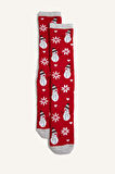 Kadın Yılbaşı Temalı 2'li Pamuklu Uzun Çorap
