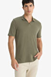 Triko Görünümlü Polo Yaka Kısa Kollu Tişört