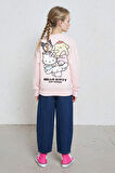 Kız Çocuk Hello Kitty Oversize Geniş Kalıp Polo Yaka Sweatshirt