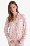 Pijama Takımı Regular Fit Desenli Uzun Kollu Üst Uzun Alt-Fall in Love 