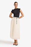 Regular Fit Yüksek Bel Şifon Midi Etek 